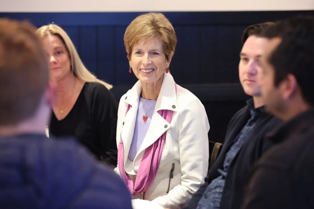 Governor Christine Todd Whitman in a meeting with the Utah Forward Party.